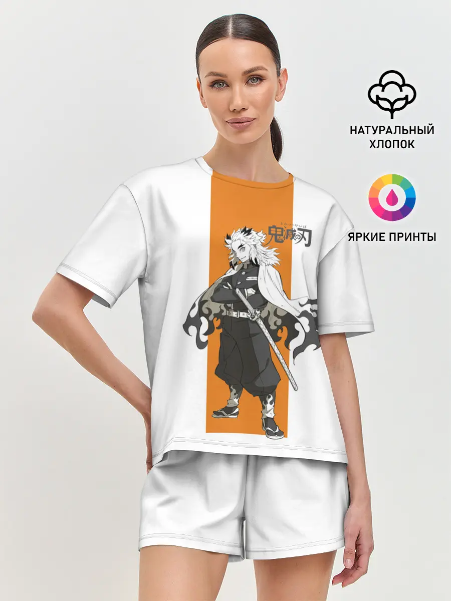 Женская пижама с шортами / Кёджуро Ренгоку Kimetsu no Yaiba