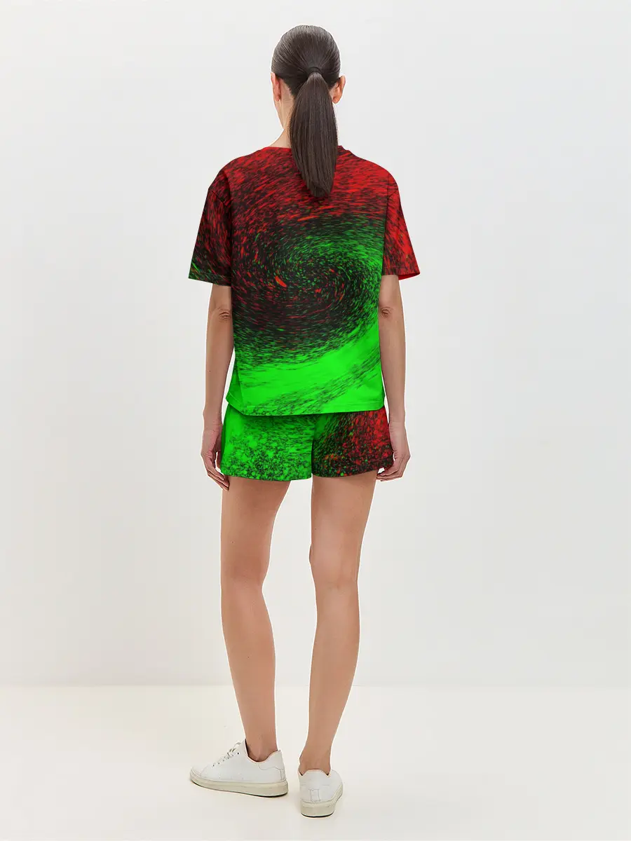 Женская пижама с шортами / КРАСНАЯ И ЗЕЛЕНАЯ КРАСКА