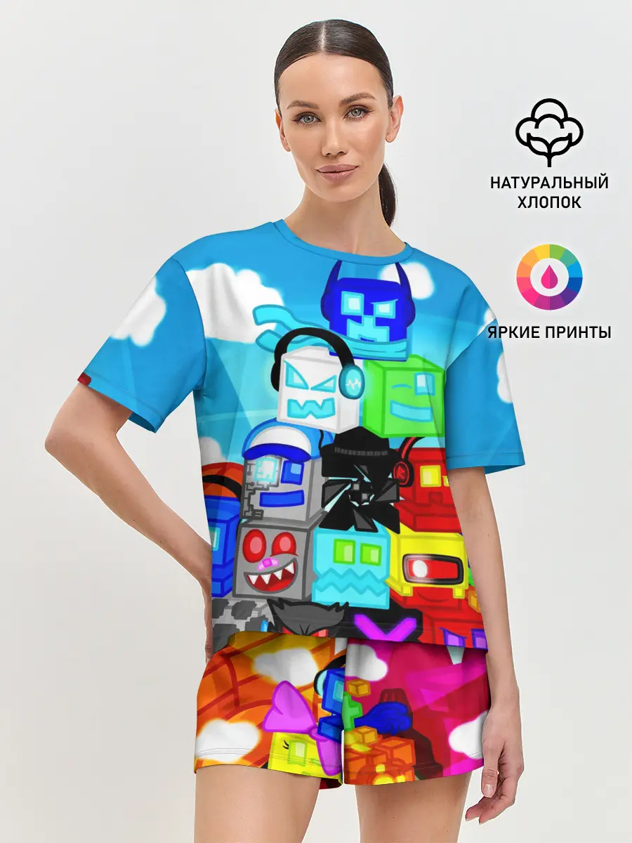 Женская пижама с шортами / GEOMETRY DASH / ГЕОМЕТРИ ДАШ