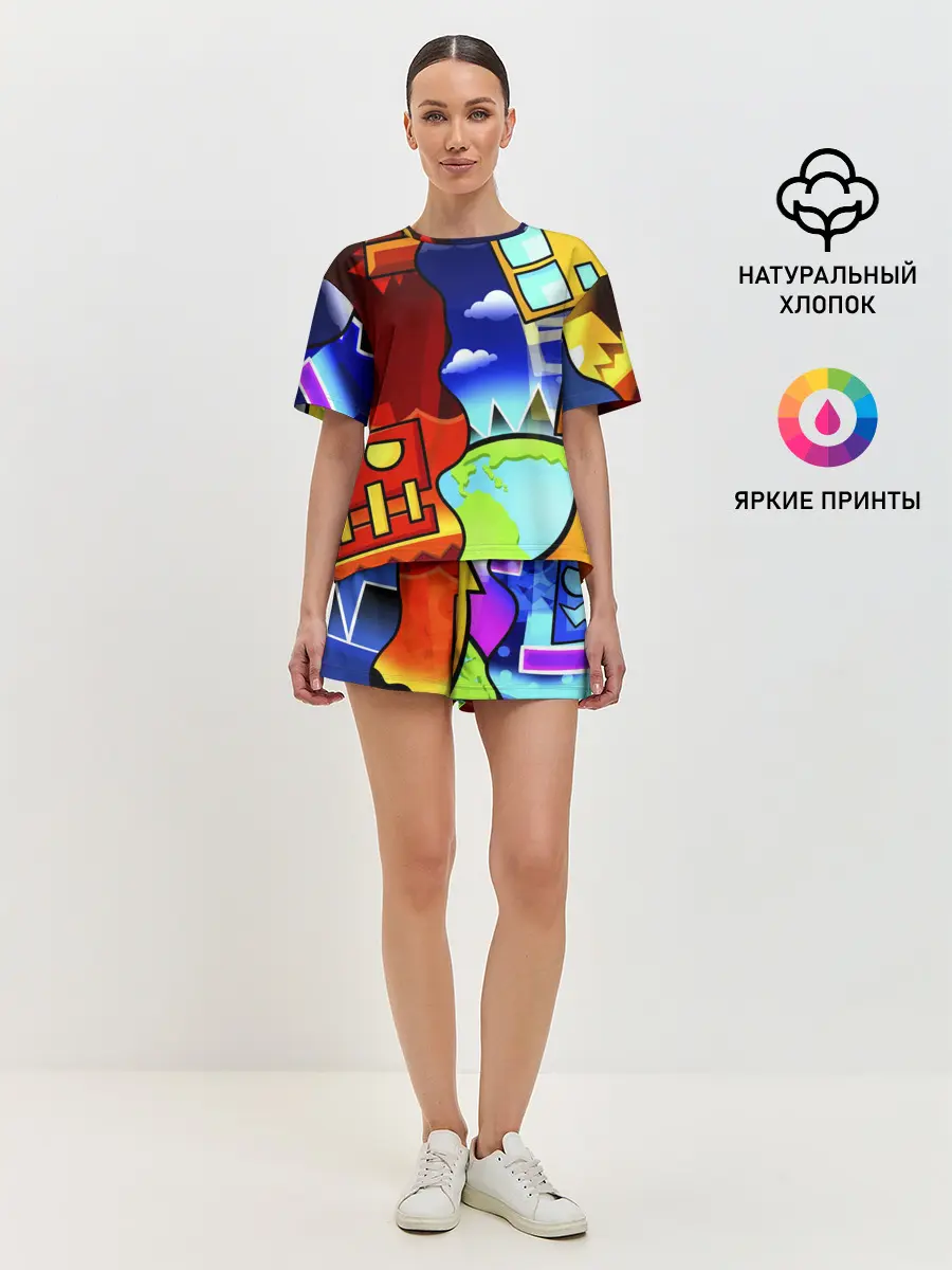 Женская пижама с шортами / GEOMETRY DASH / ГЕОМЕТРИ ДАШ