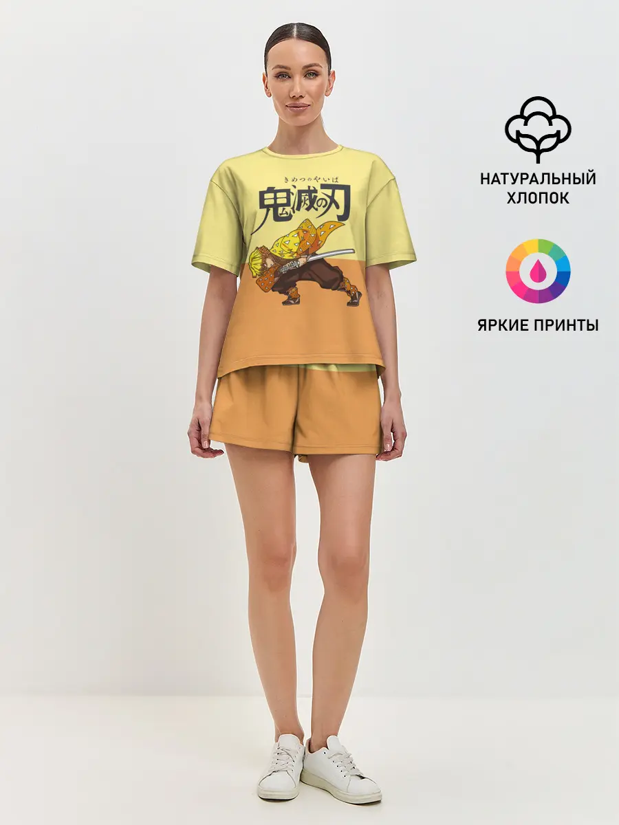 Женская пижама с шортами / Зеницу Агацума Kimetsu no Yaiba