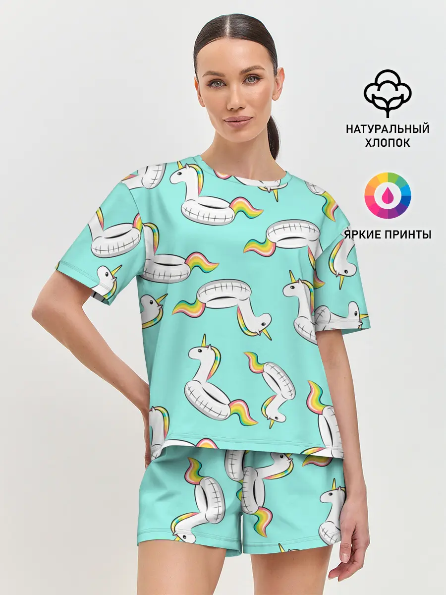 Женская пижама с шортами / Единорог | Круг