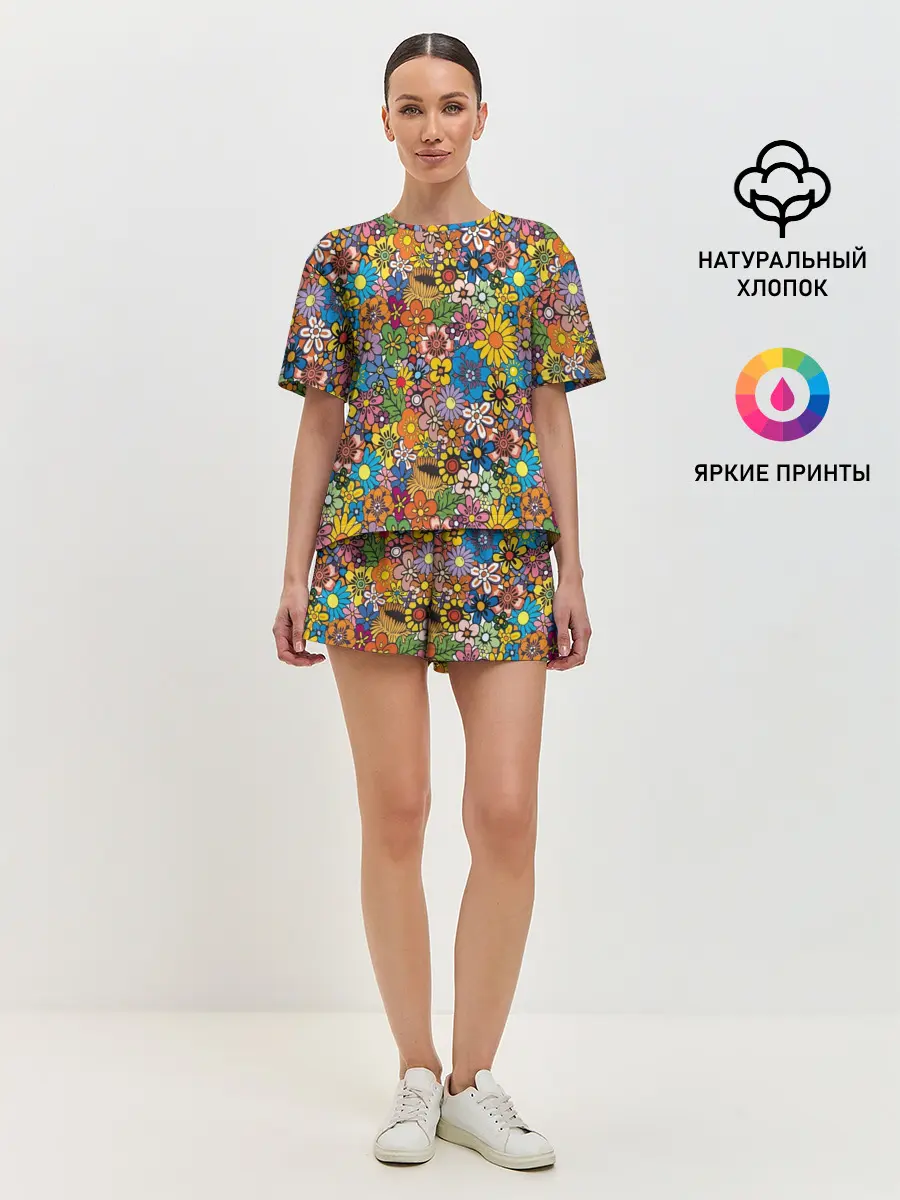 Женская пижама с шортами / Букет