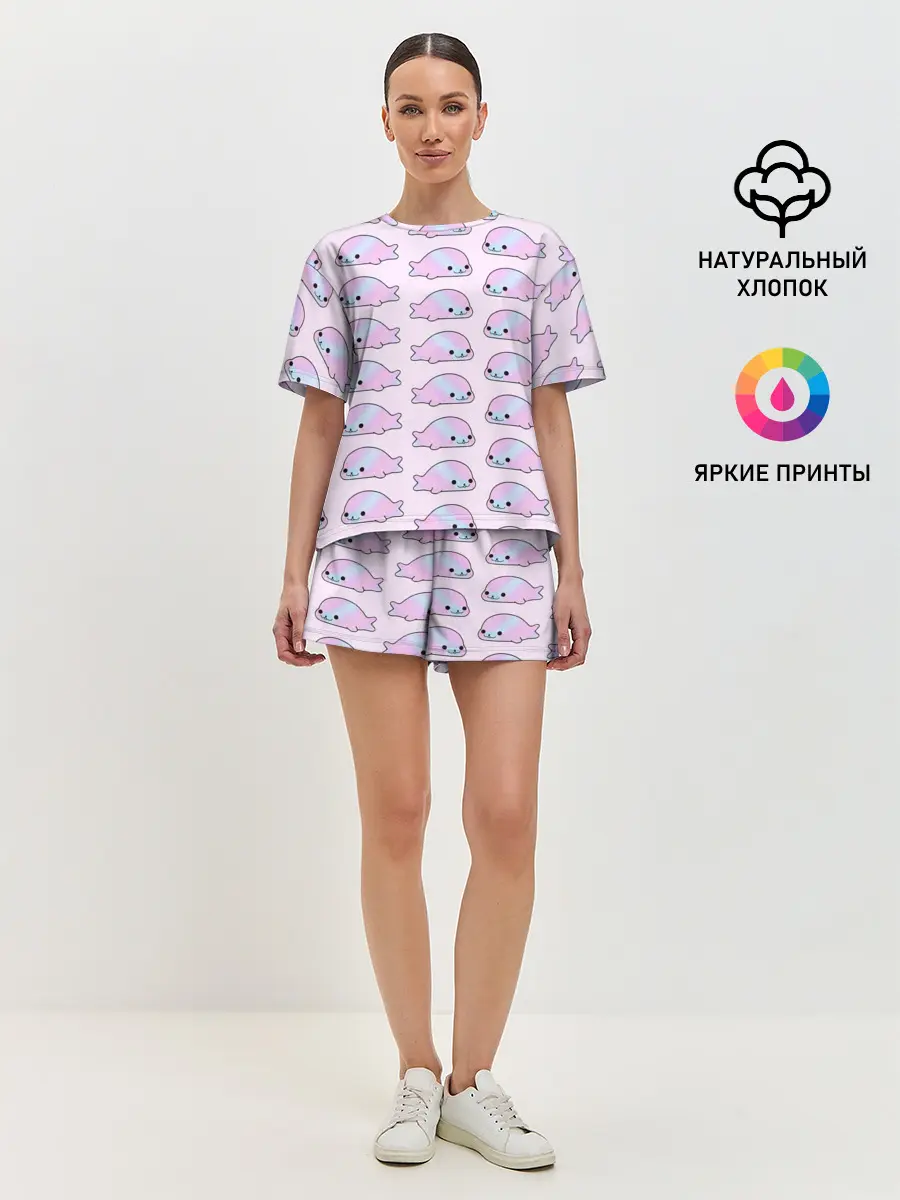 Женская пижама с шортами / Нерпы