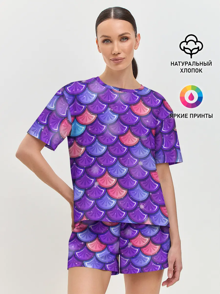 Женская пижама с шортами / РУСАЛКА | ЧЕШУЯ
