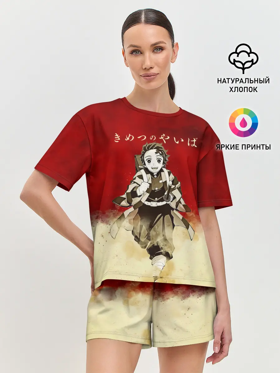 Женская пижама с шортами / Танджиро | Клинок, рассекающий демонов