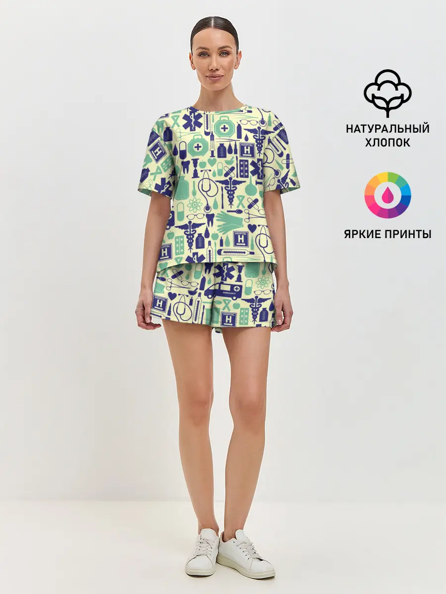 Женская пижама с шортами / Медицина | Паттерн