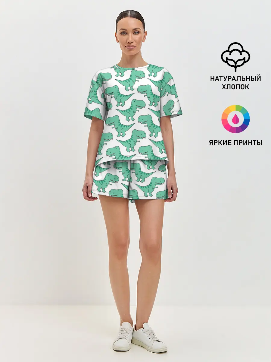 Женская пижама с шортами / Динозавры