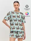 Женская пижама с шортами / Грустный котик