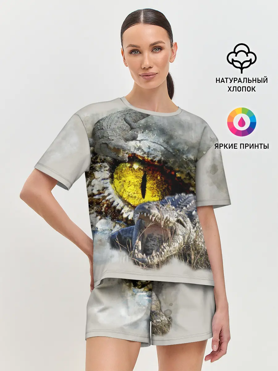 Женская пижама с шортами / Глаз крокодила