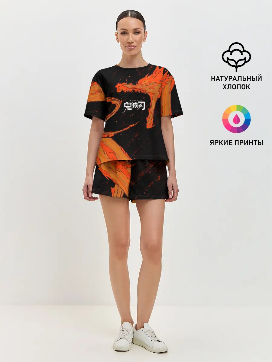 Женская пижама с шортами / Дыхание Солнца / Demon slayer