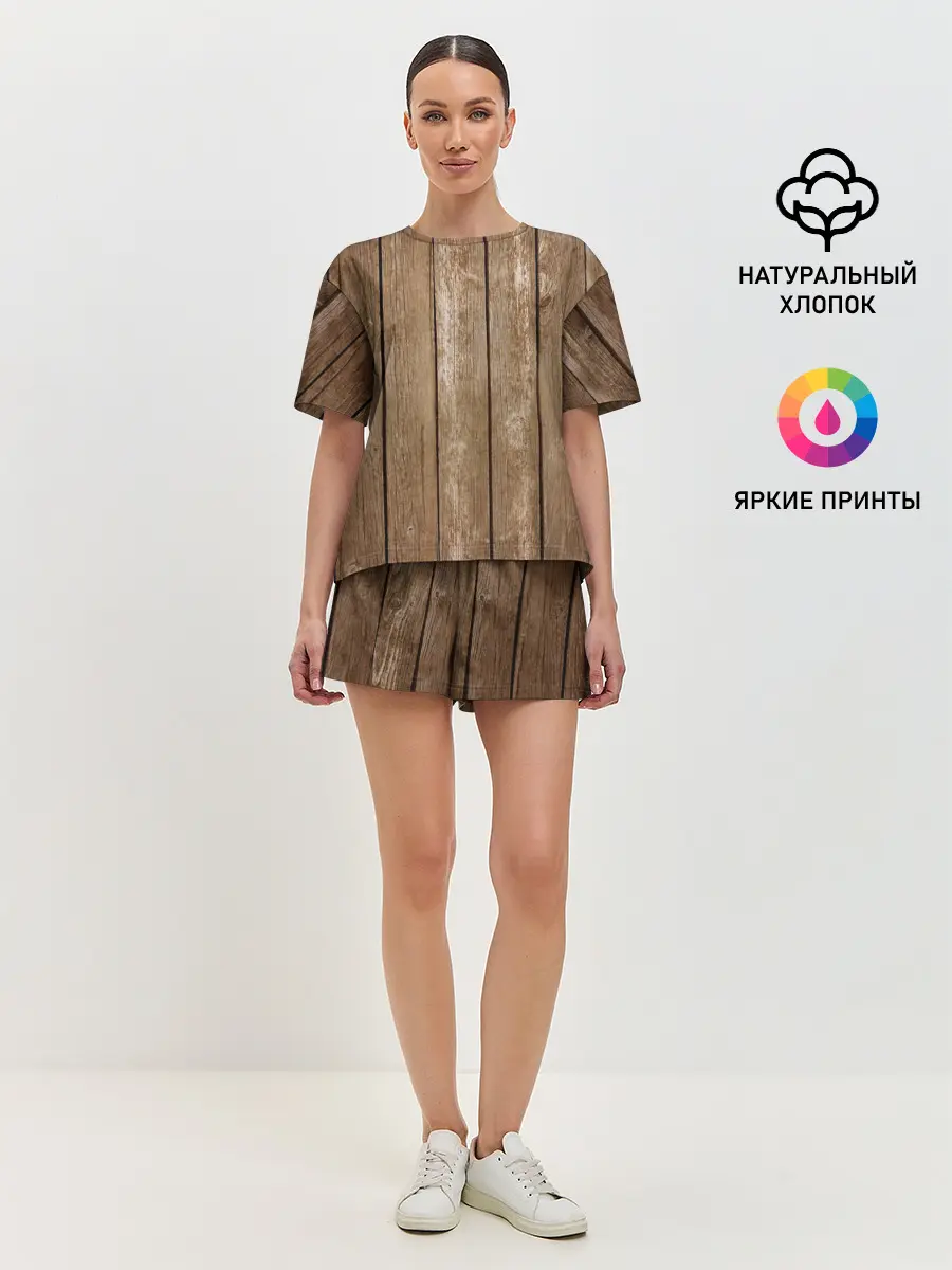 Женская пижама с шортами / Texture. Wood
