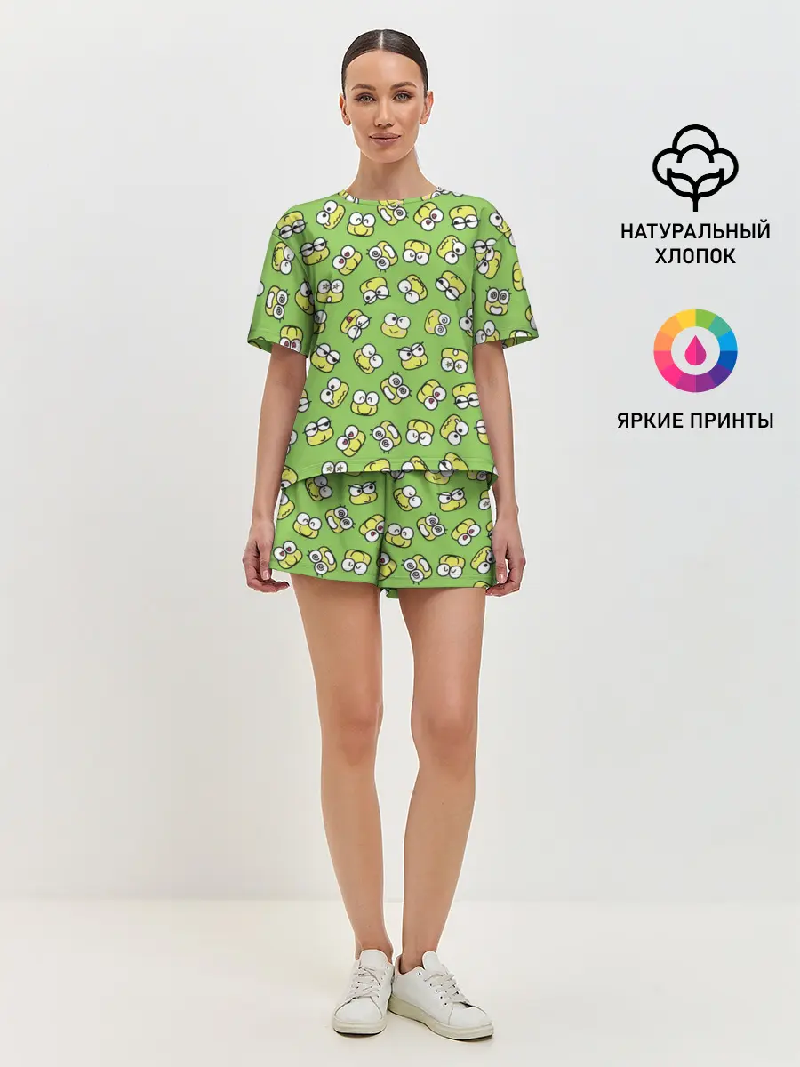 Женская пижама с шортами / Смайлы Лягушки