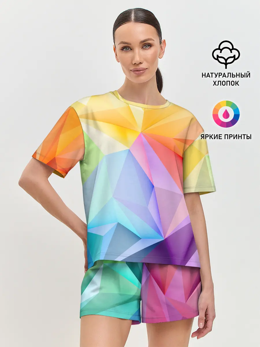Женская пижама с шортами / Радужная геометрия