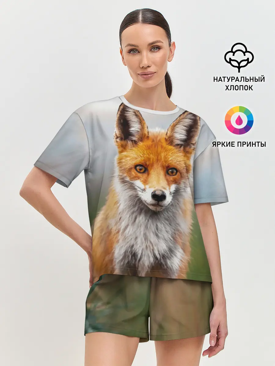 Женская пижама с шортами / рыжая лисица