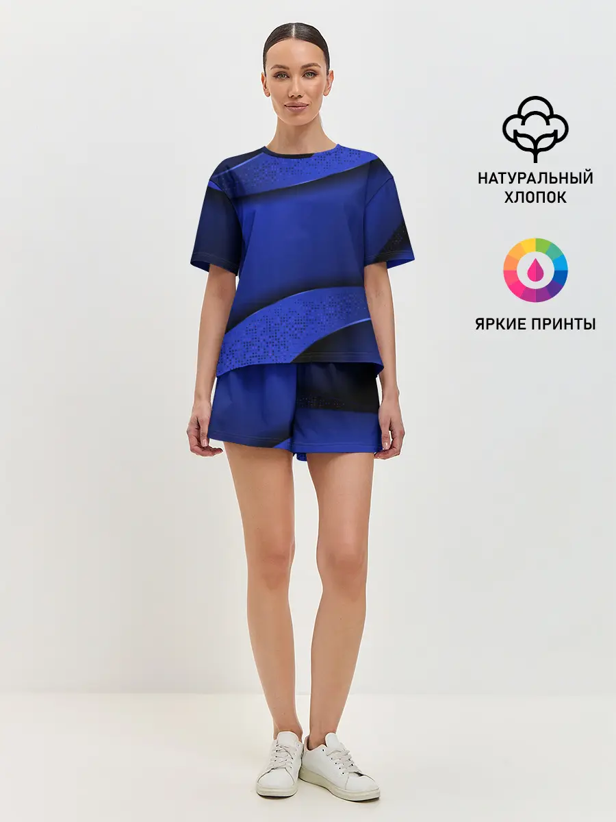 Женская пижама с шортами / 3D BLUE Вечерний синий цвет