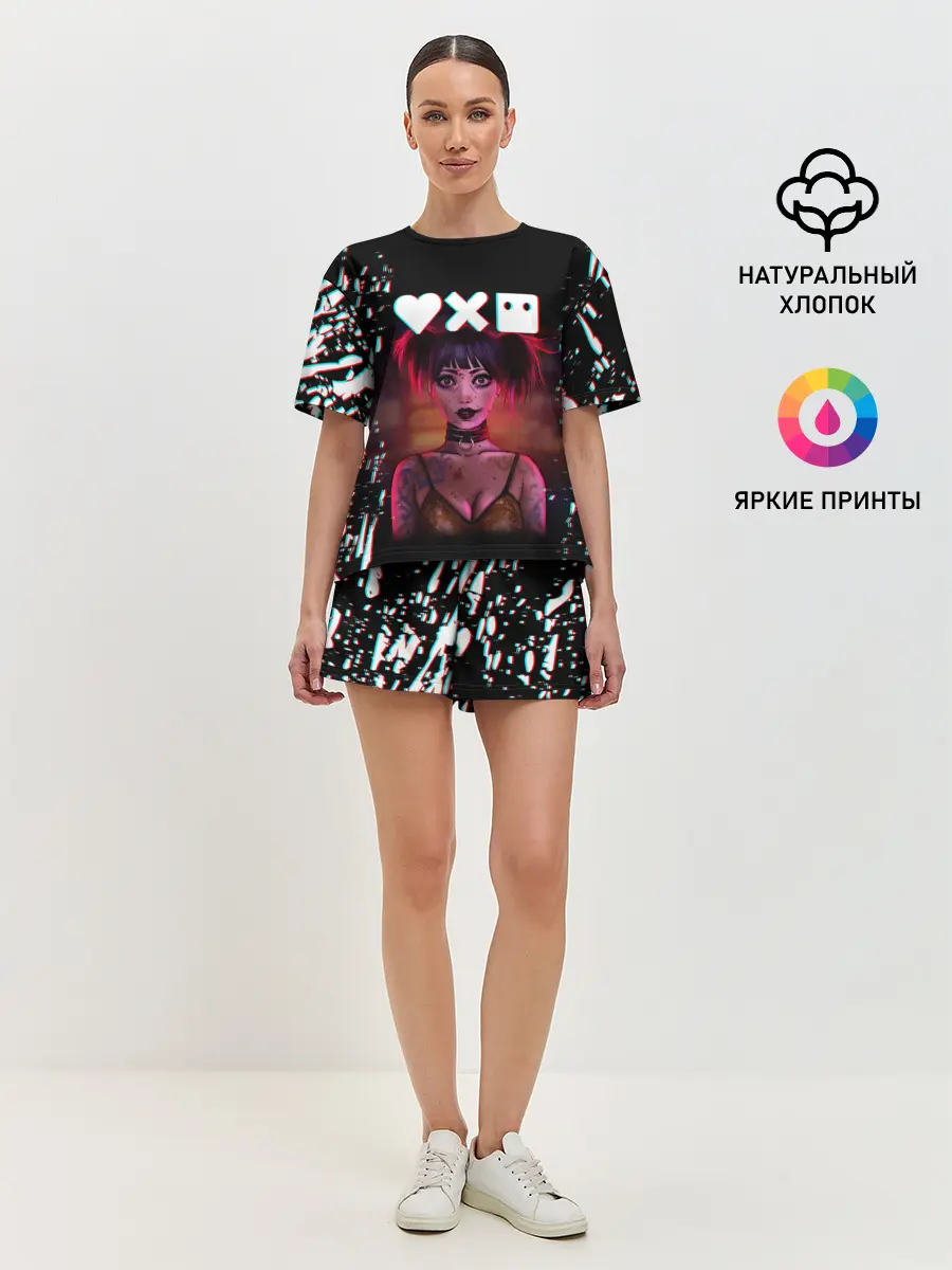 Женская пижама с шортами / Love, Death and Robots | Lora Glitch