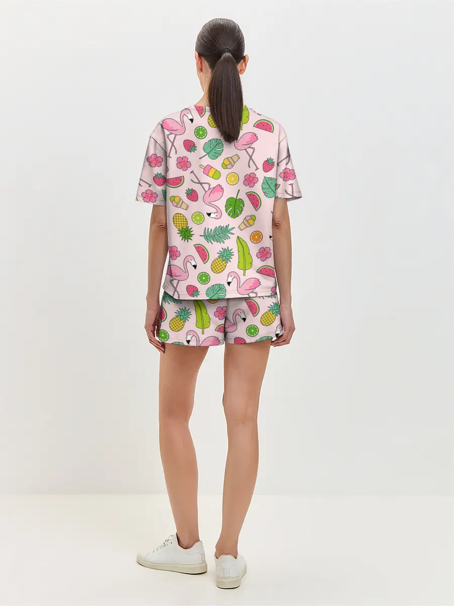 Женская пижама с шортами / Фламинго | Лето