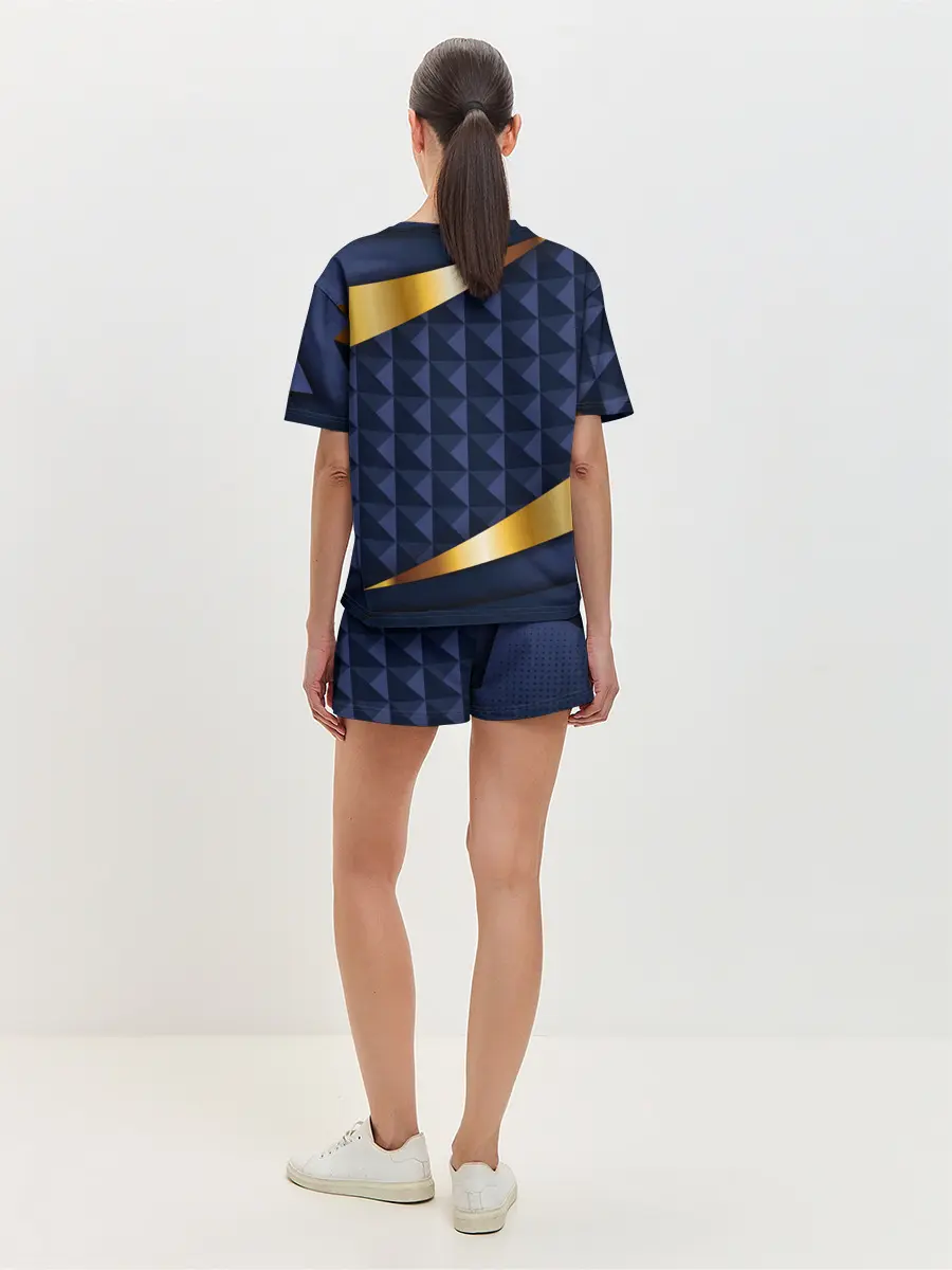 Женская пижама с шортами / 3D плитки с золотыми вставками