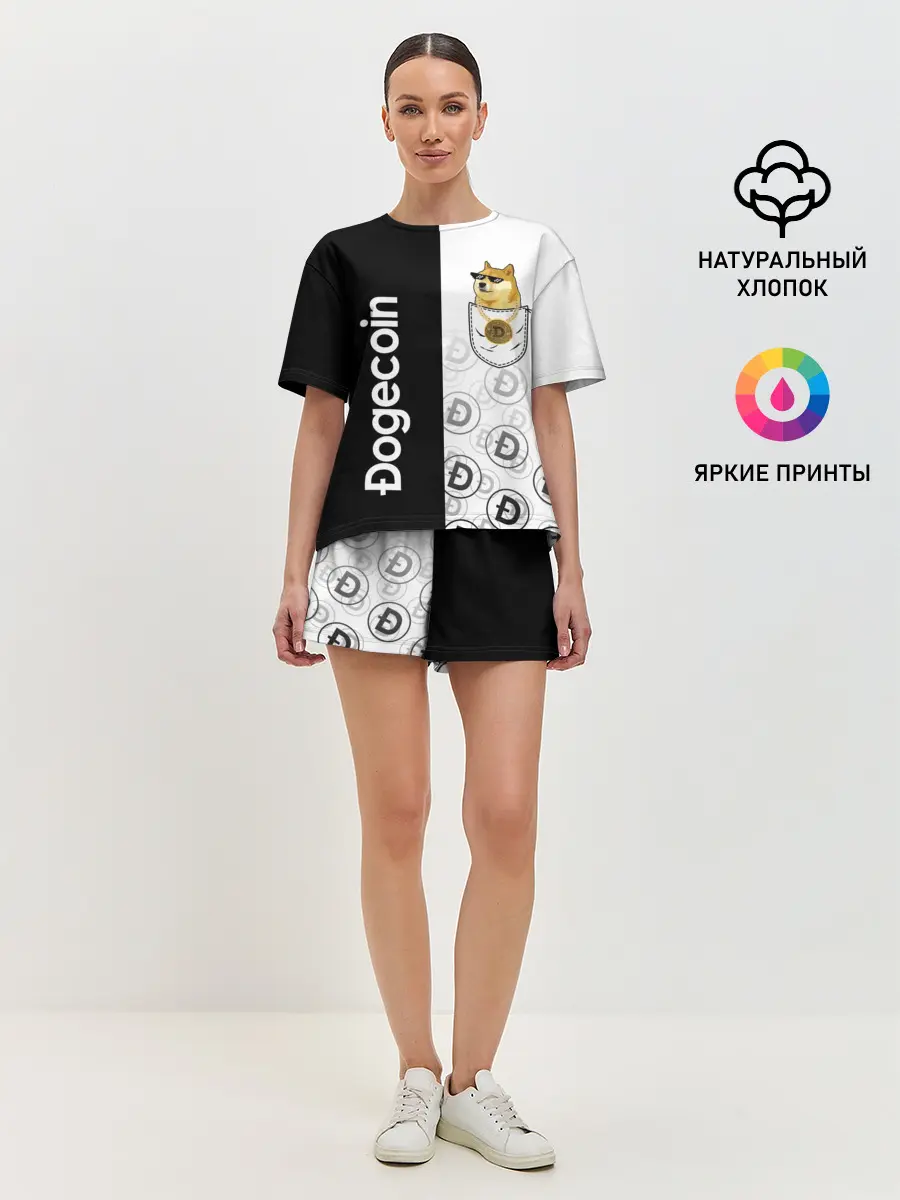Женская пижама с шортами / DOGECOIN / DOGE / КАРМАН