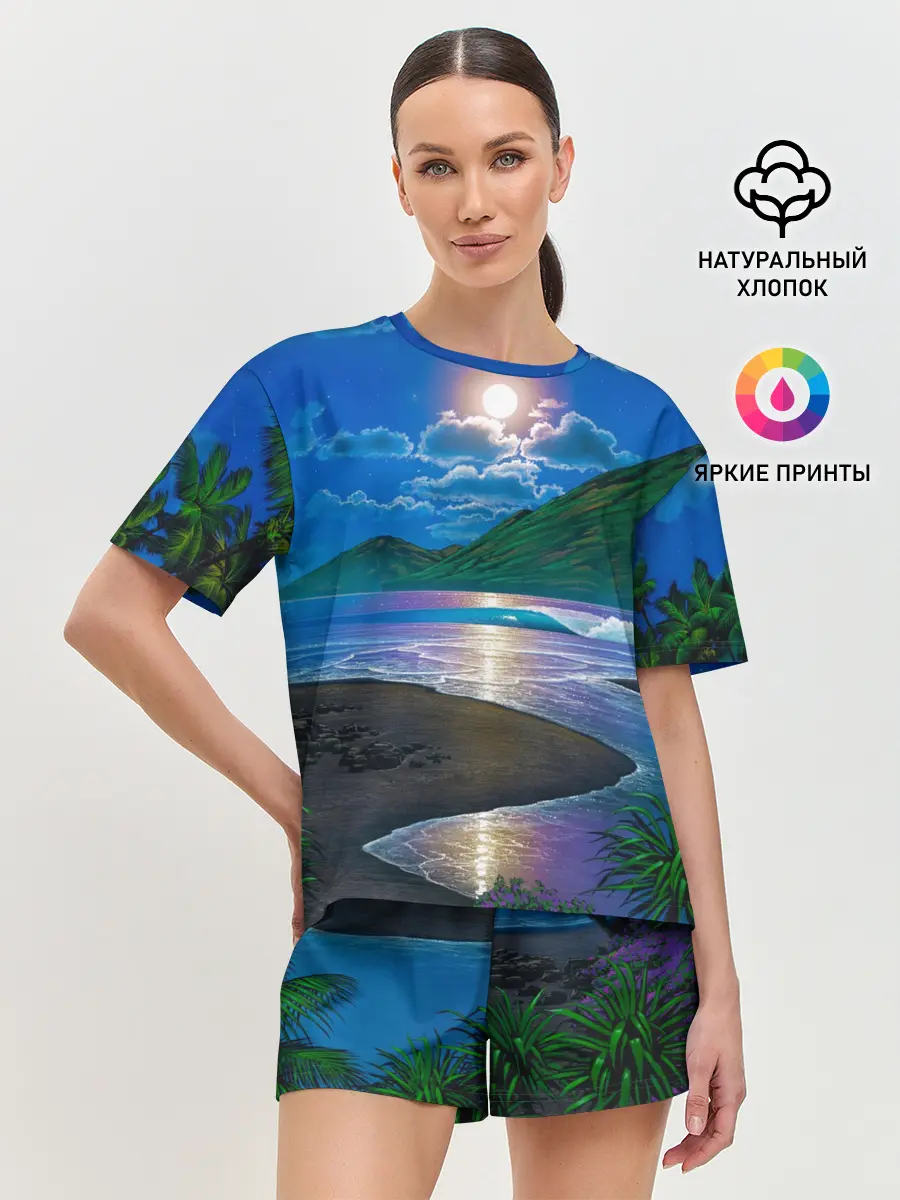 Женская пижама с шортами / Гавайский пейзаж