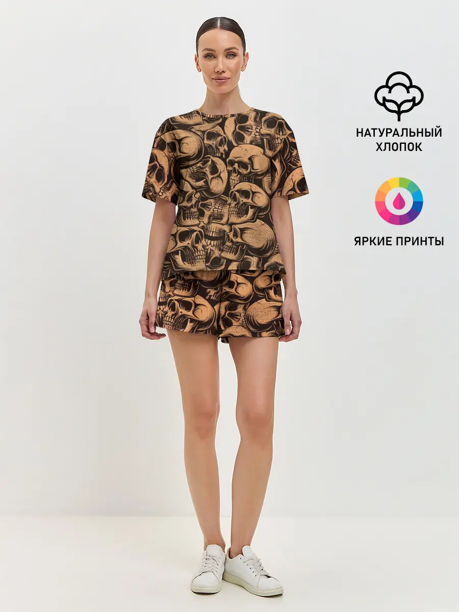 Женская пижама с шортами / Черепа