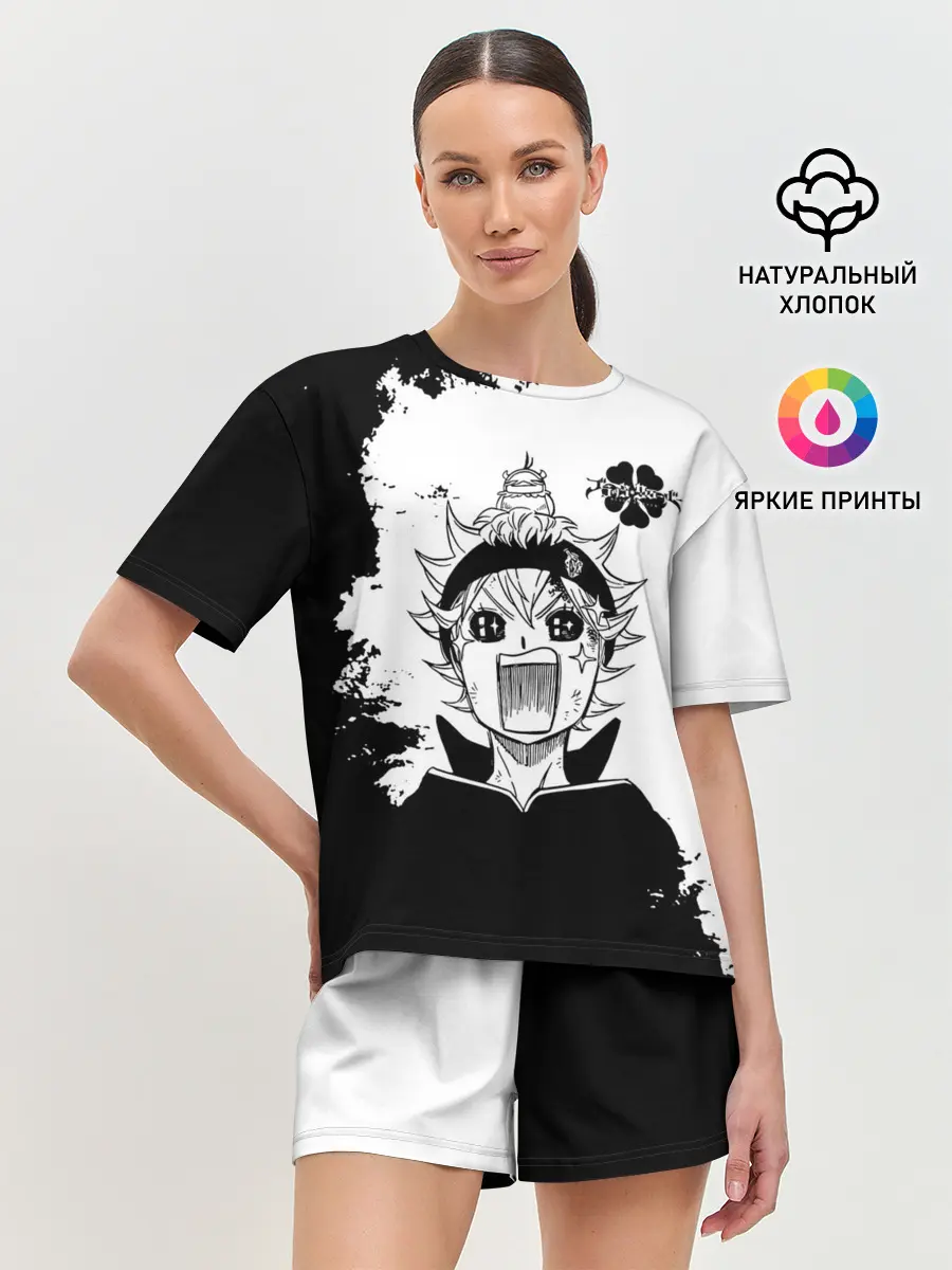 Женская пижама с шортами / Чёрный клевер кричащий Аста