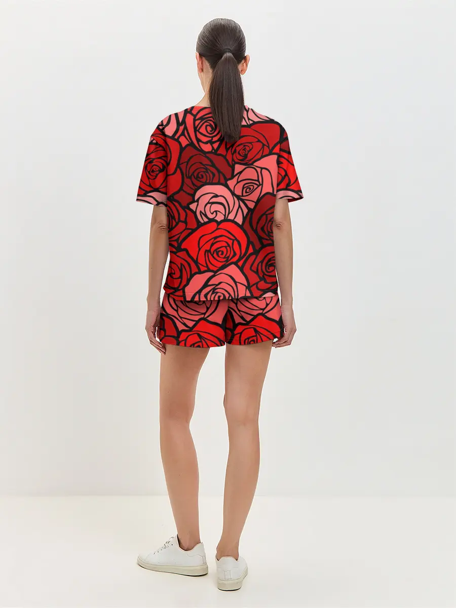 Женская пижама с шортами / Розочки