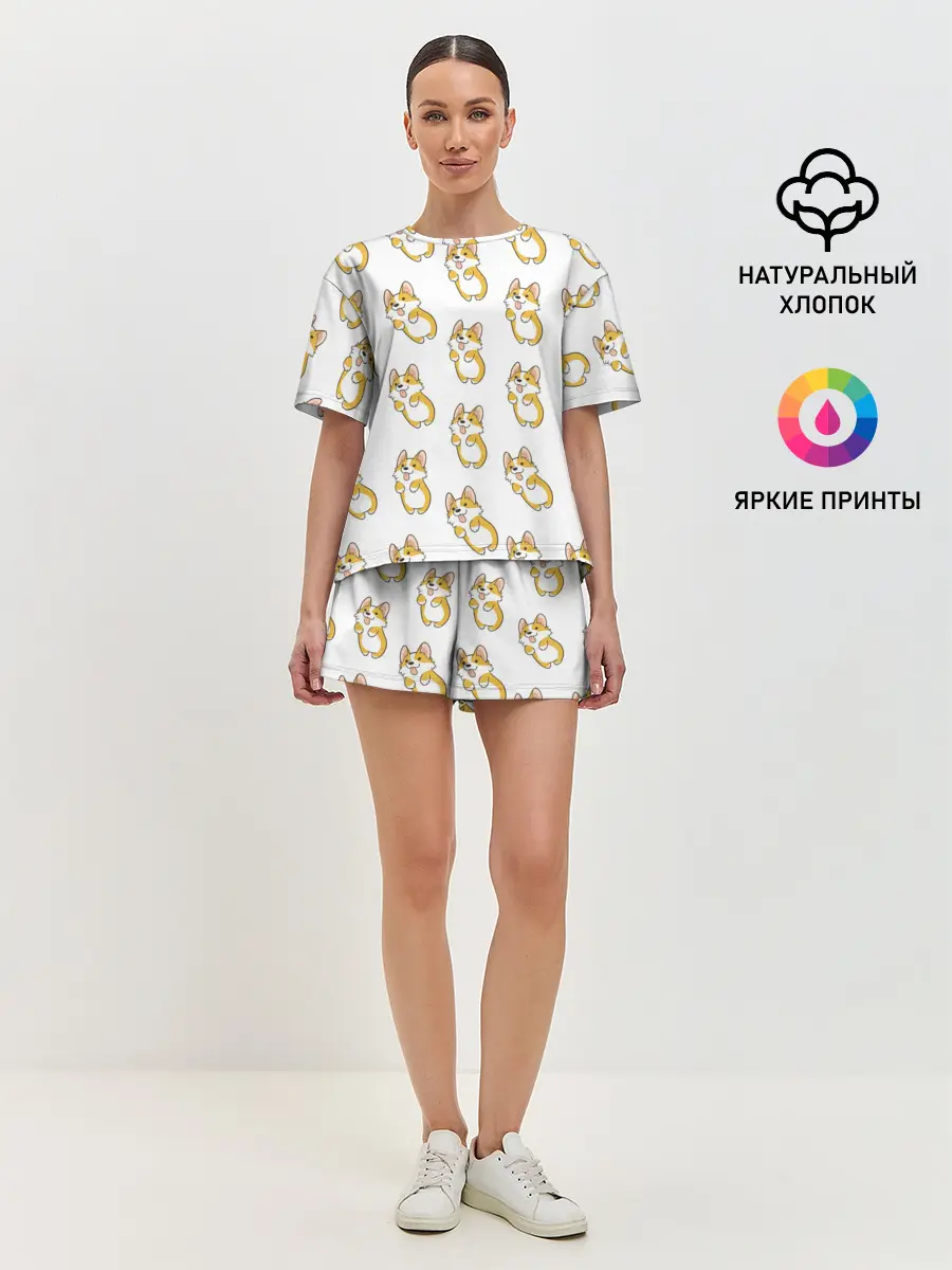 Женская пижама с шортами / Собаки | Корги