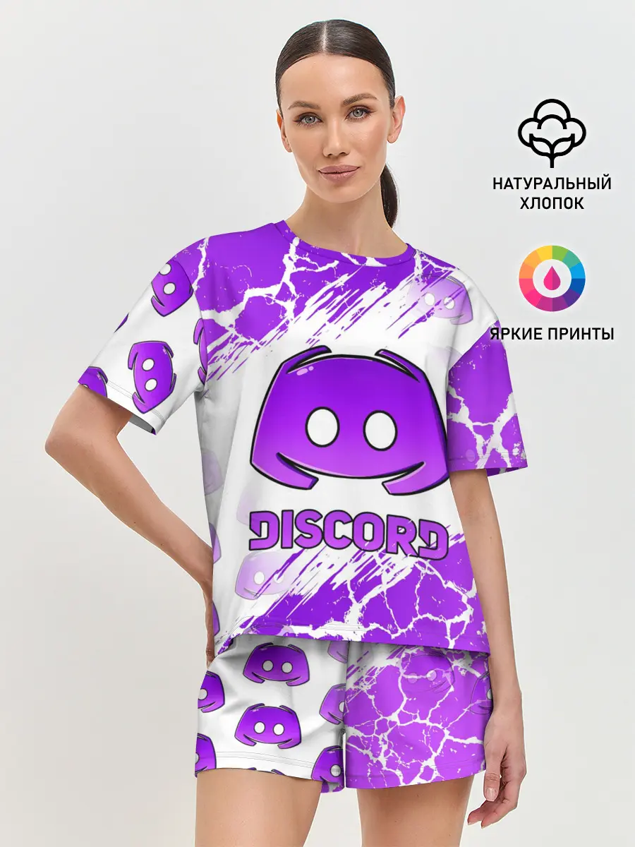 Женская пижама с шортами / DISCORD / ДИСКОРД / ТРЕЩИНЫ