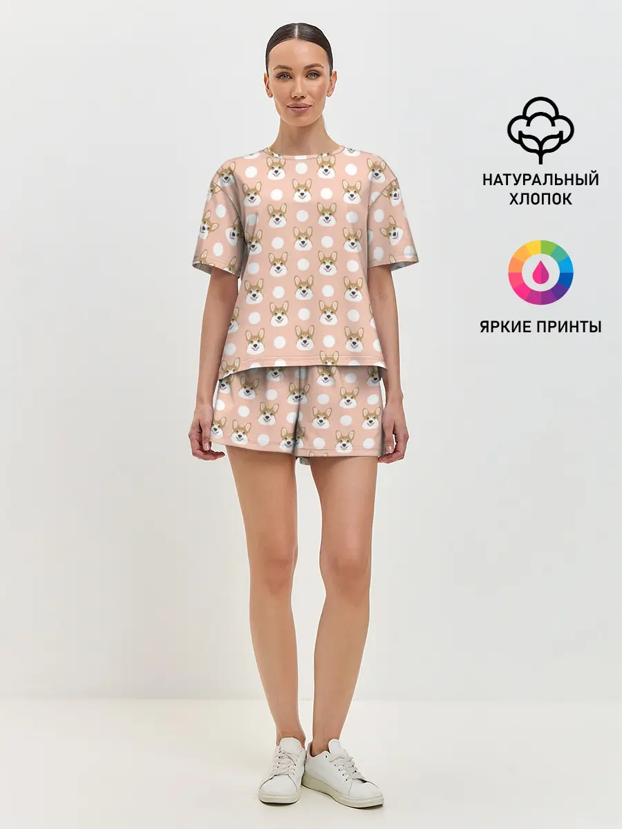 Женская пижама с шортами / Звери | Корги