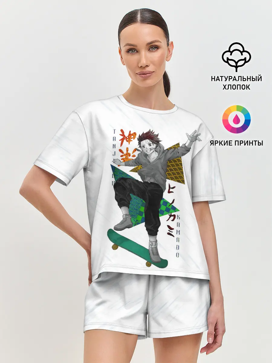 Женская пижама с шортами / Танджиро Камадо Kimetsu no Yaiba
