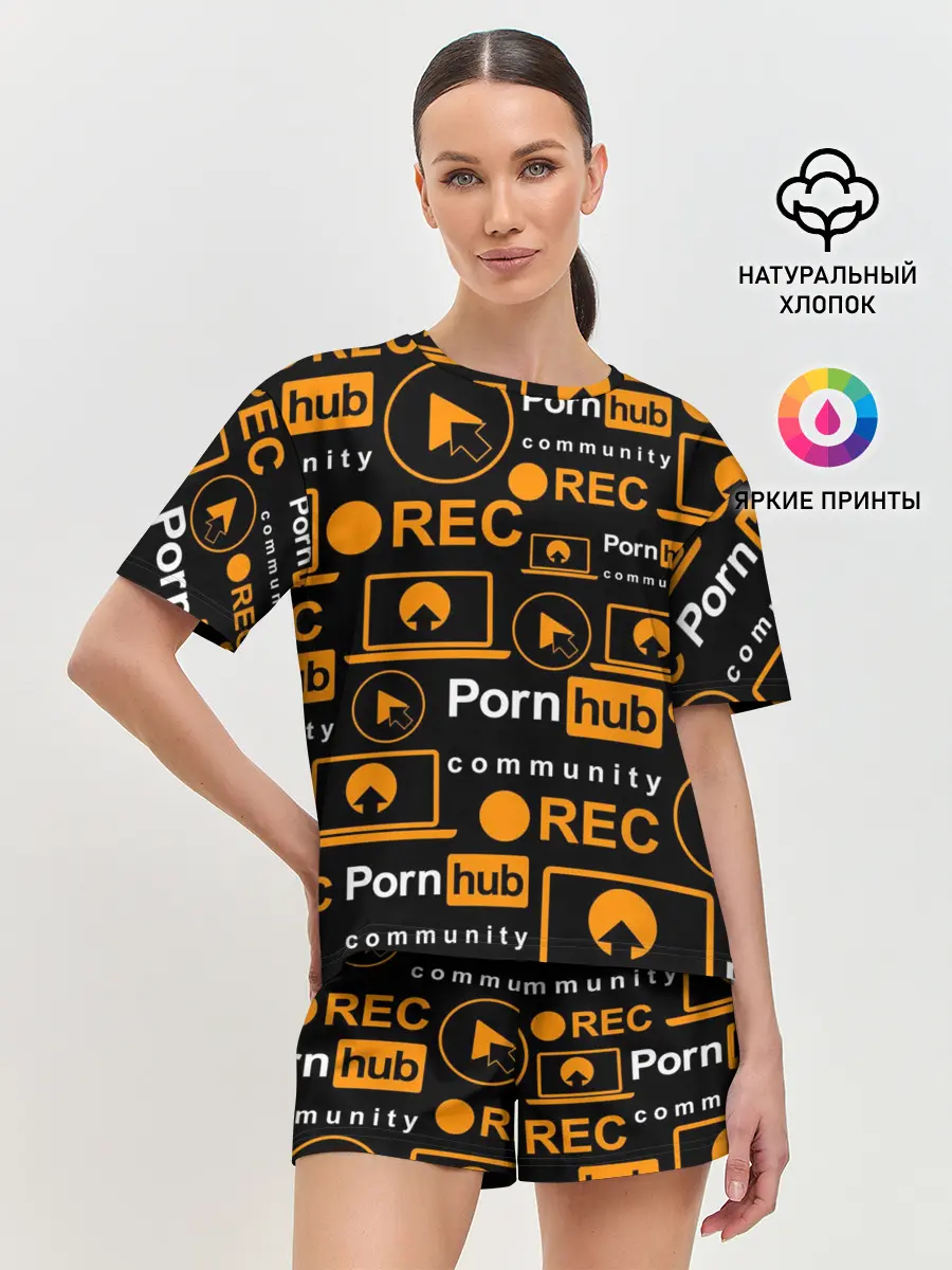 Женская пижама с шортами / PORNHUB / ПОРНХАБ / УЗОР