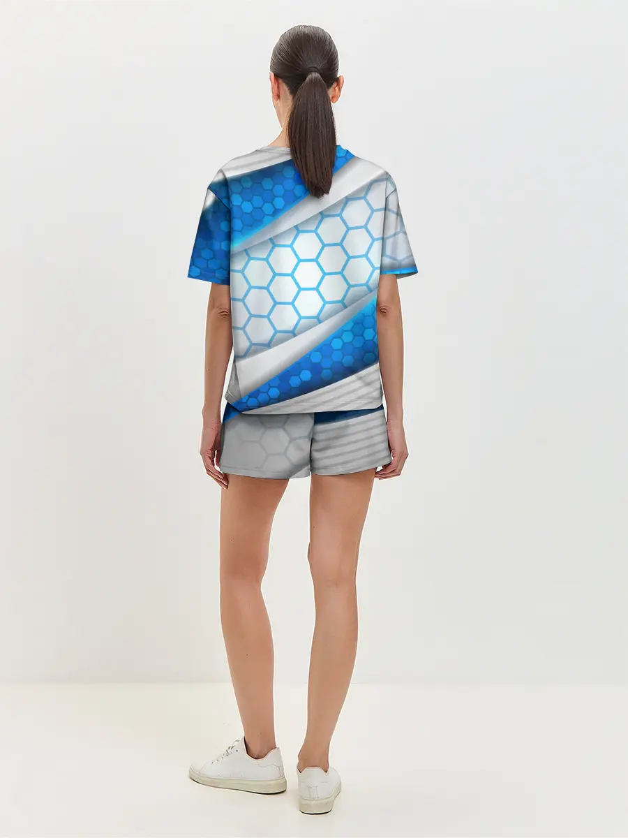 Женская пижама с шортами / 3D AQUA БРОНЯ ОБЪЕМНЫЕ СОТЫ