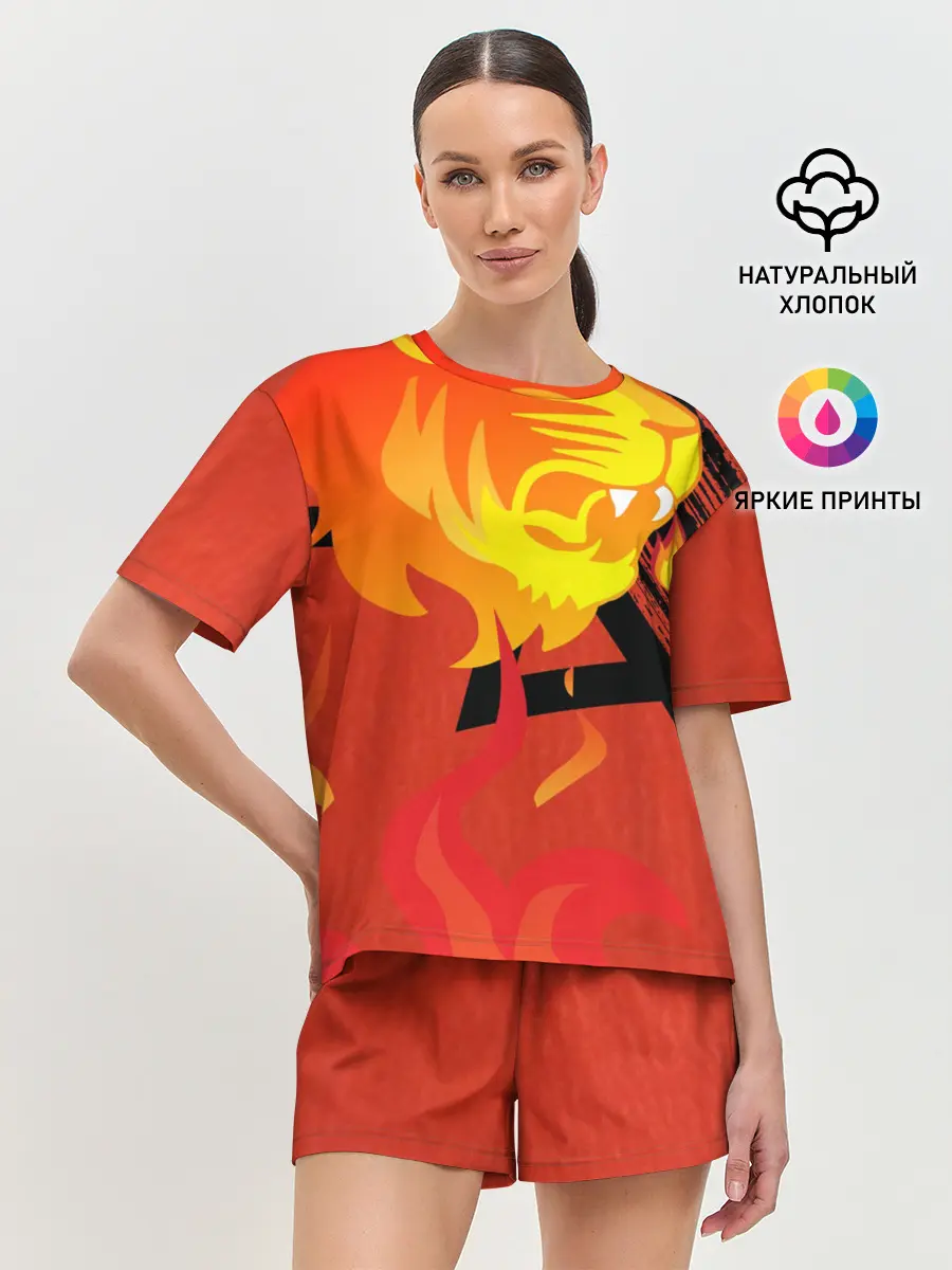 Женская пижама с шортами / Огненный лев