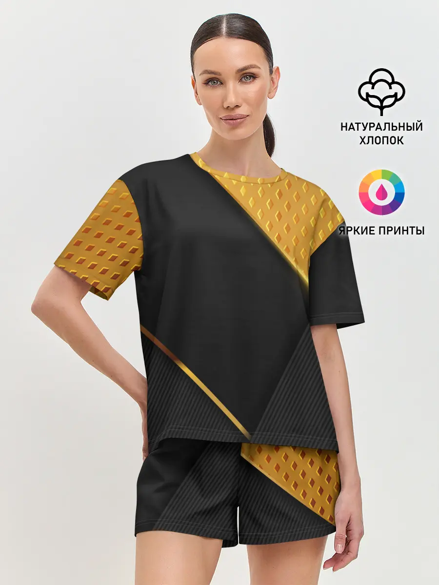 Женская пижама с шортами / 3D BLACK & GOLD