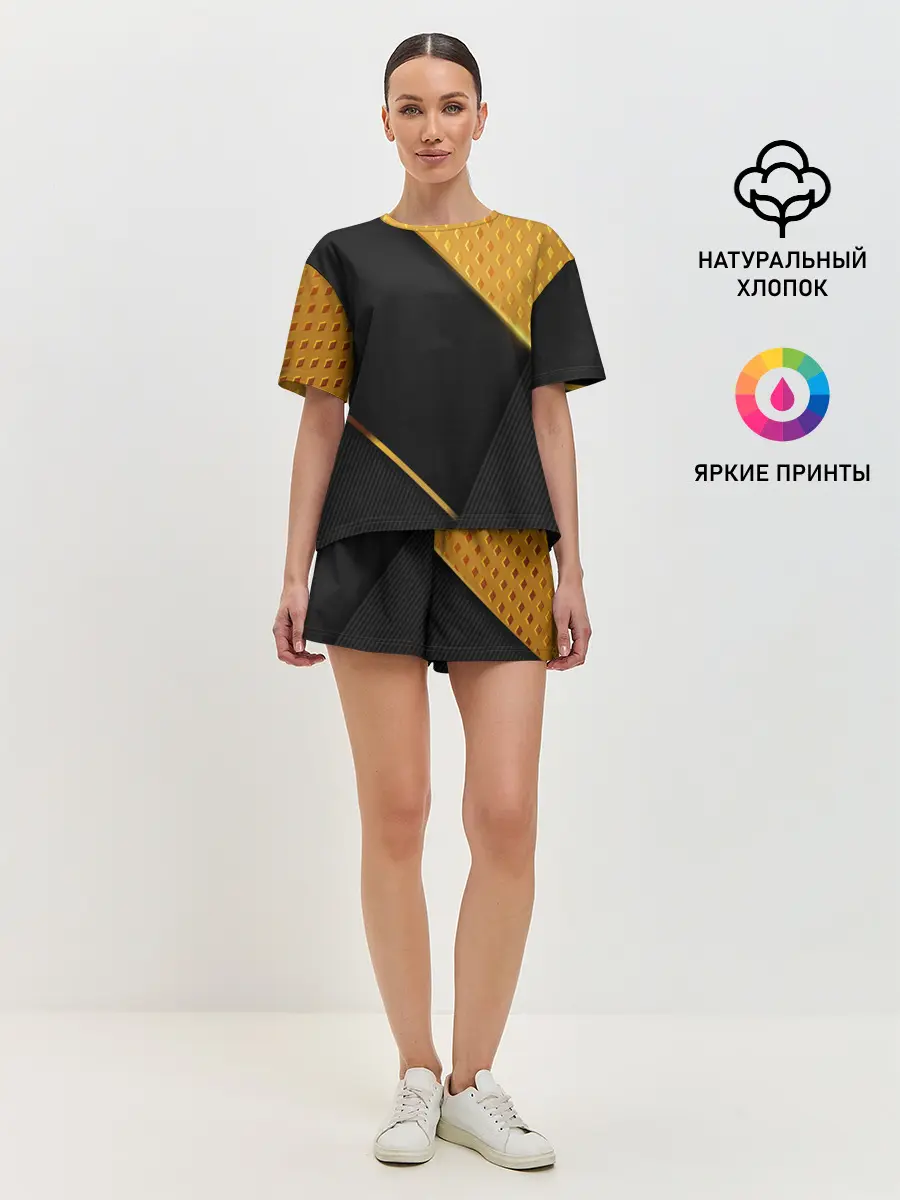 Женская пижама с шортами / 3D BLACK & GOLD