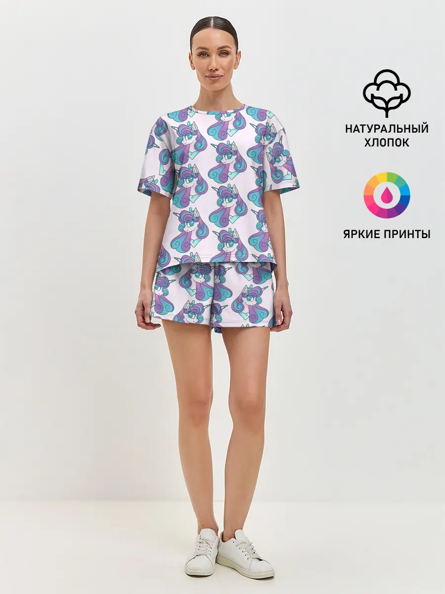 Женская пижама с шортами / Пони узор