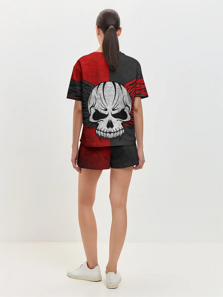 Женская пижама с шортами / Крылатый череп 3D