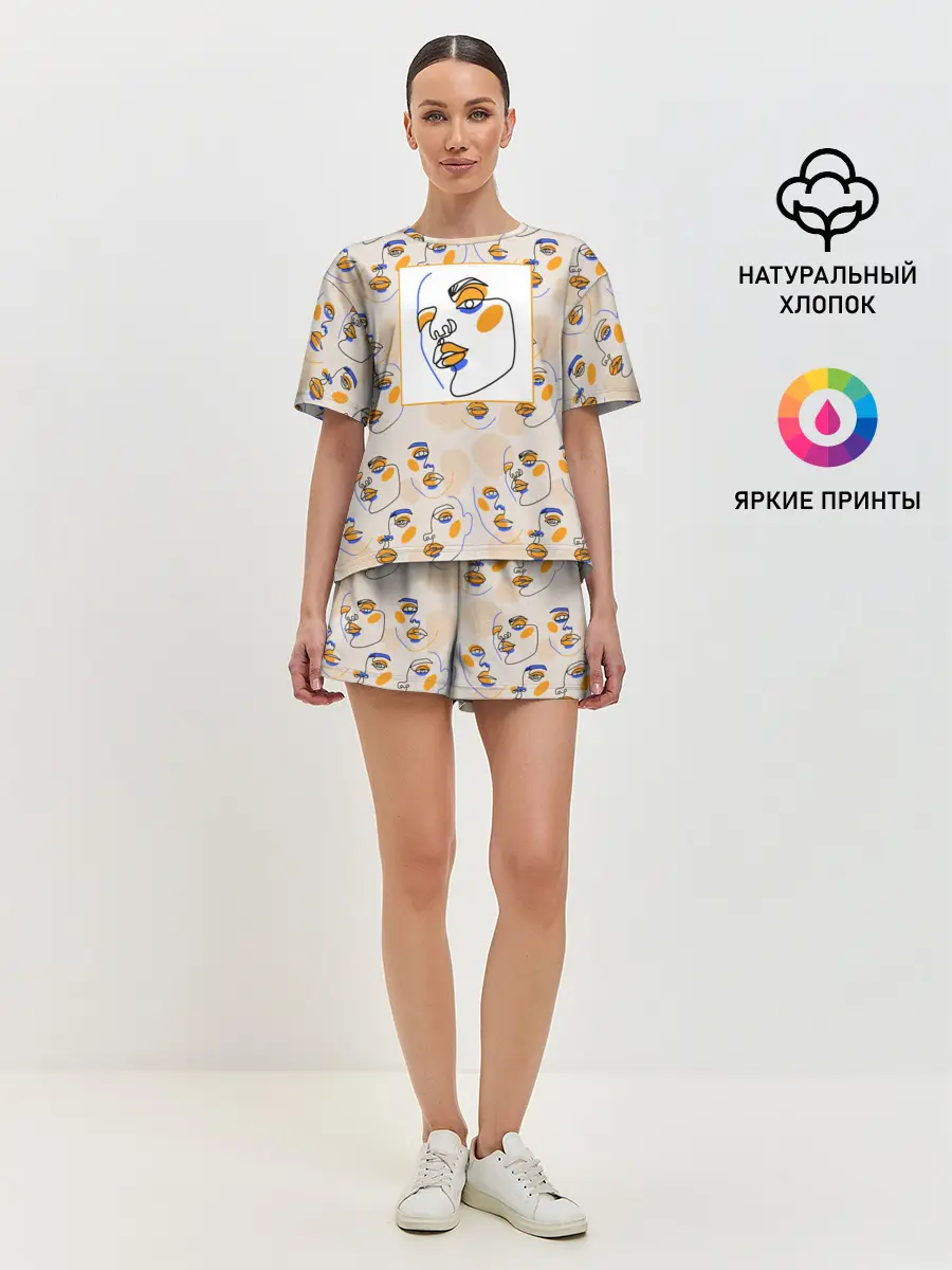 Женская пижама с шортами / Лица в графике