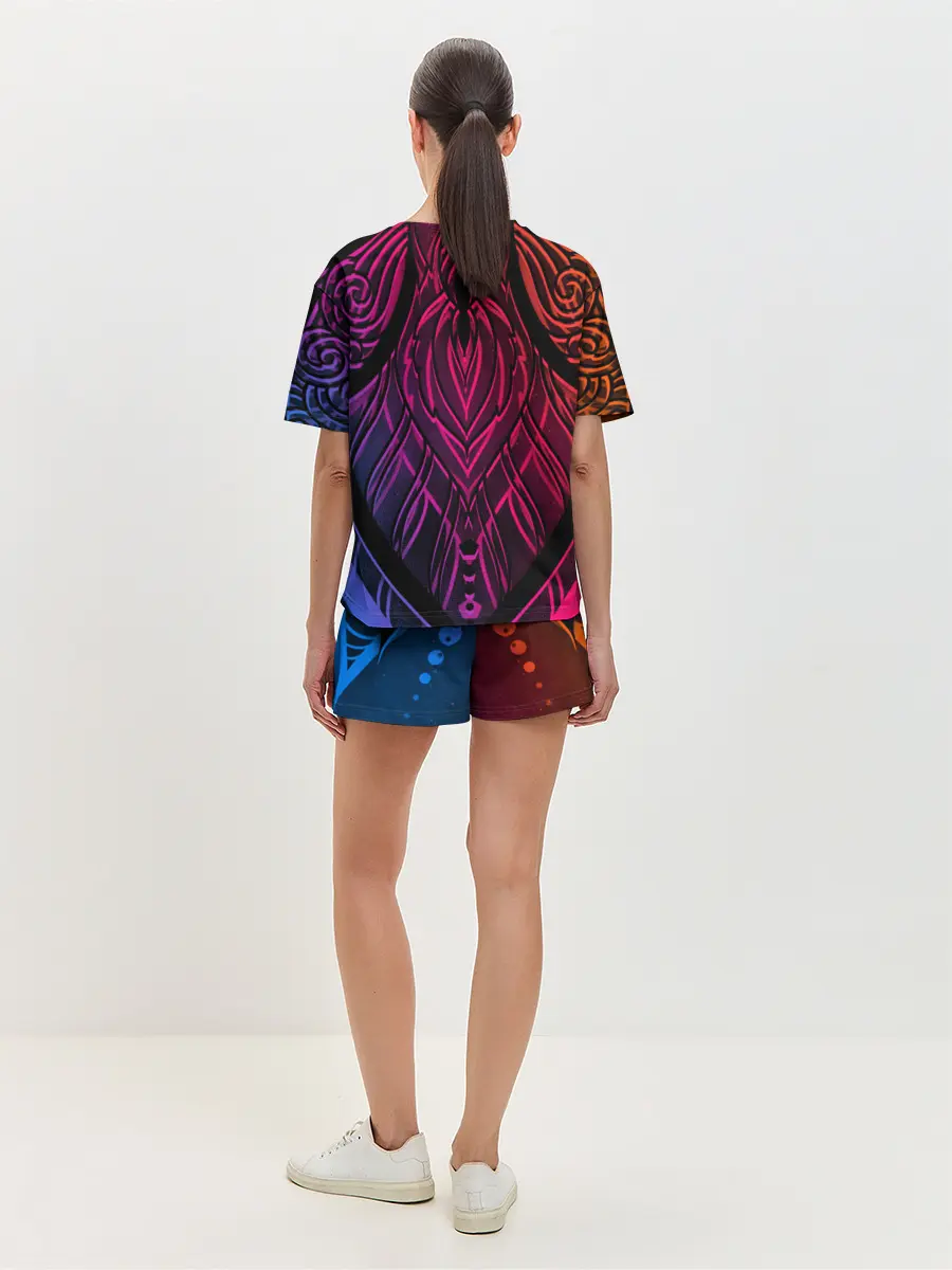 Женская пижама с шортами / Фиолетовый узор 3D