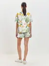 Женская пижама с шортами / Цветы и листья