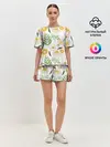 Женская пижама с шортами / Цветы и листья