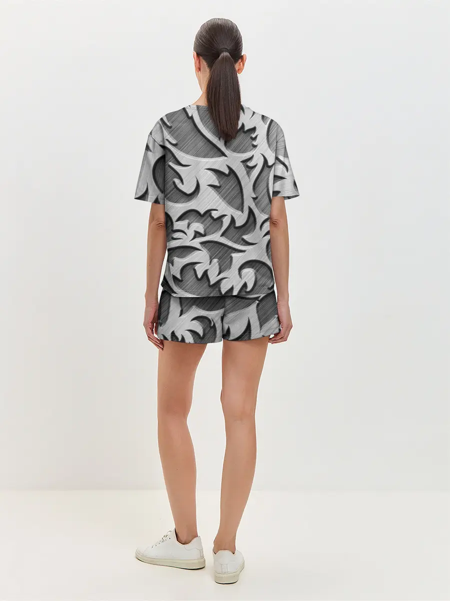 Женская пижама с шортами / Монохромный узор