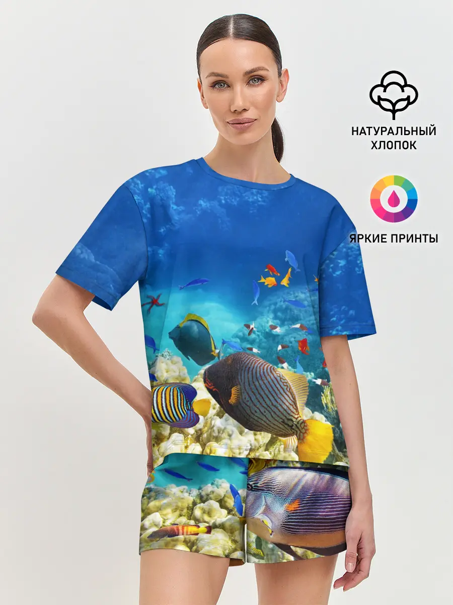 Женская пижама с шортами / Морской мир