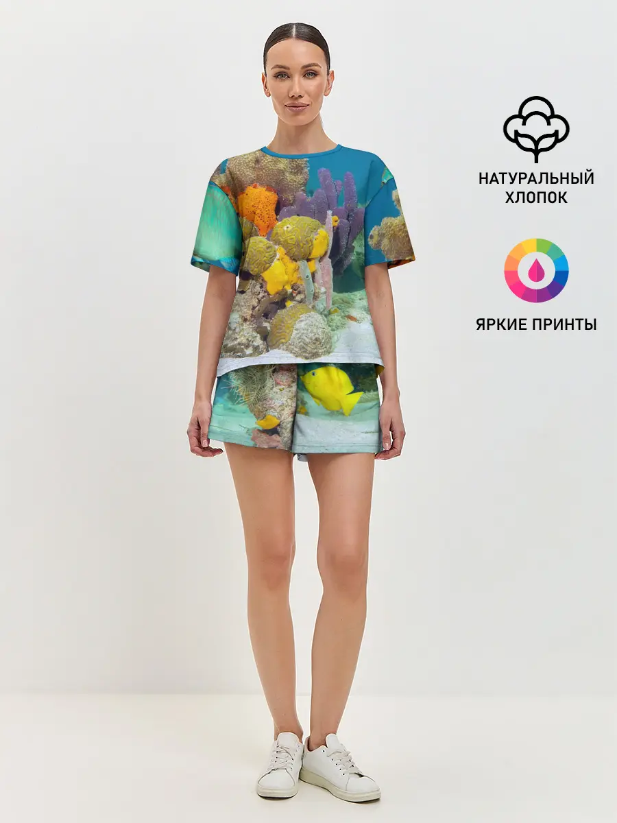 Женская пижама с шортами / Морской мир