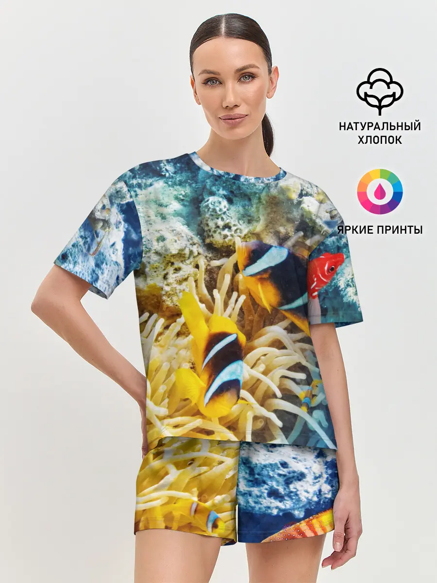 Женская пижама с шортами / Морской мир