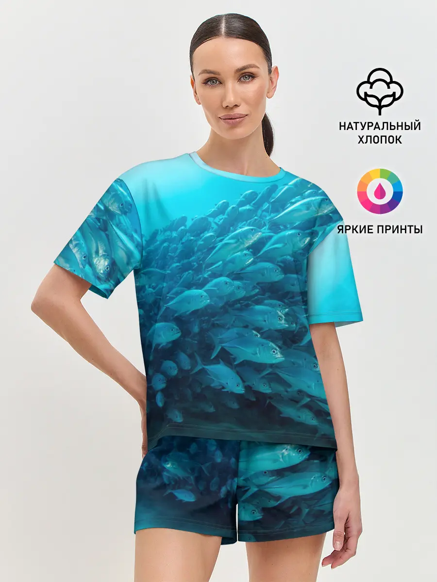 Женская пижама с шортами / Морской мир