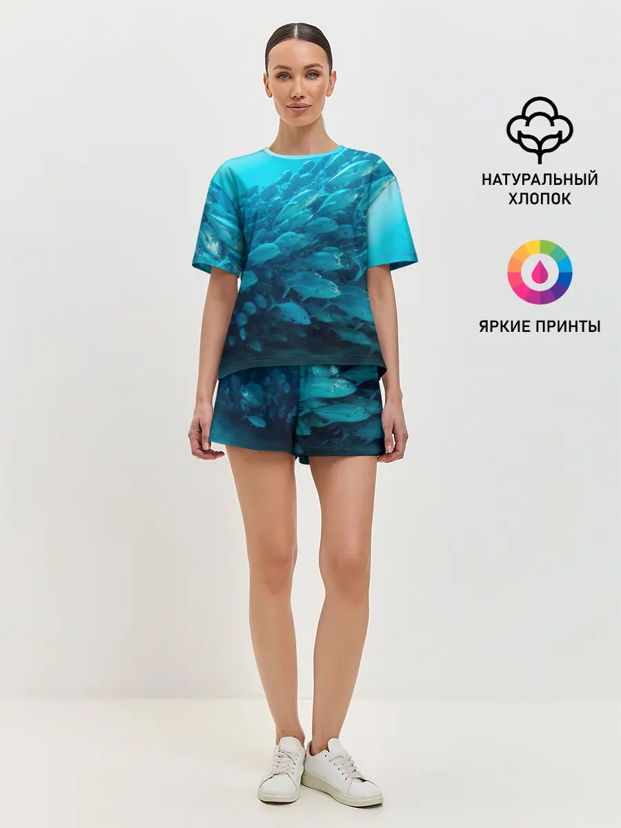 Женская пижама с шортами / Морской мир