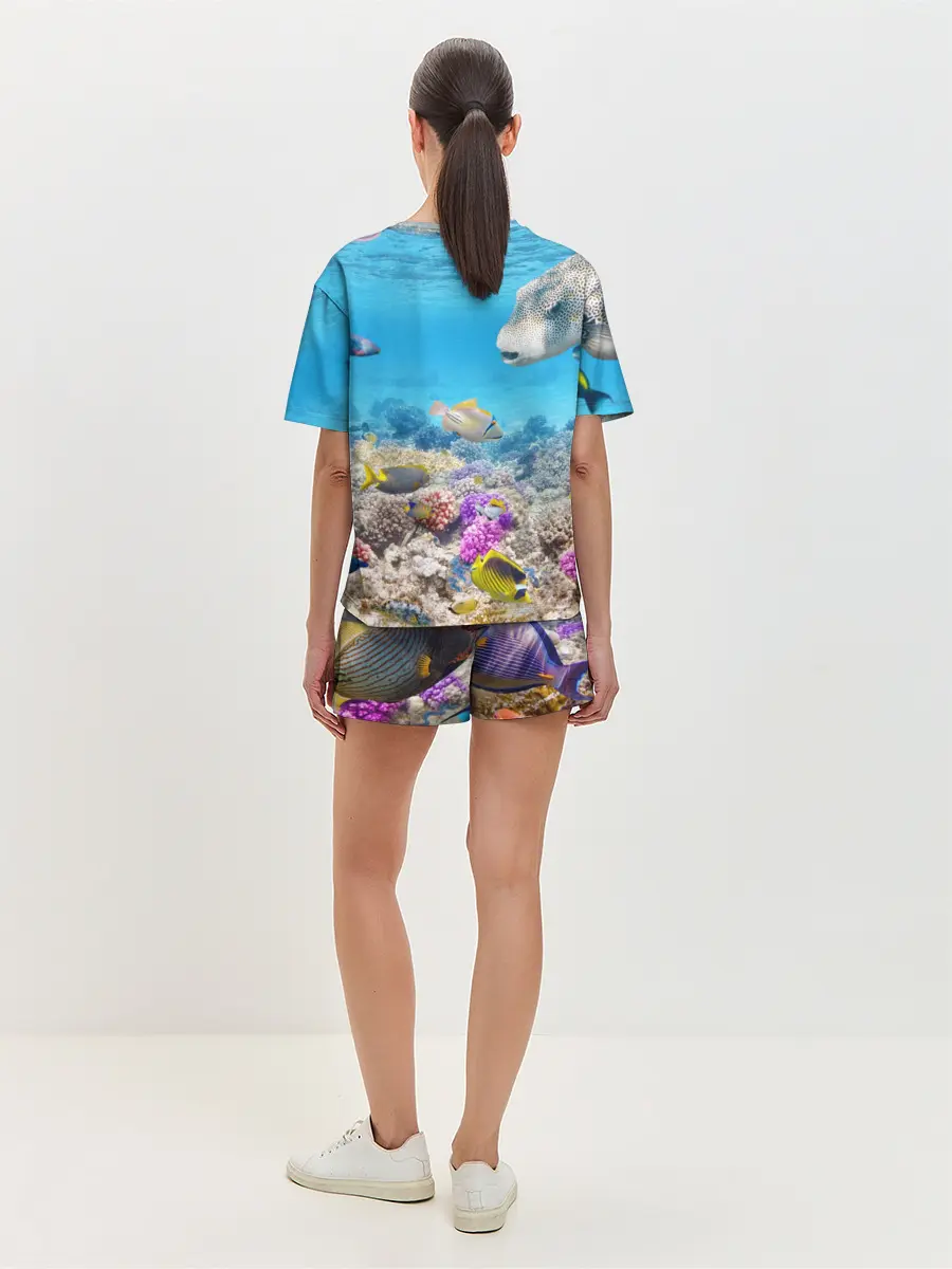 Женская пижама с шортами / Морской мир